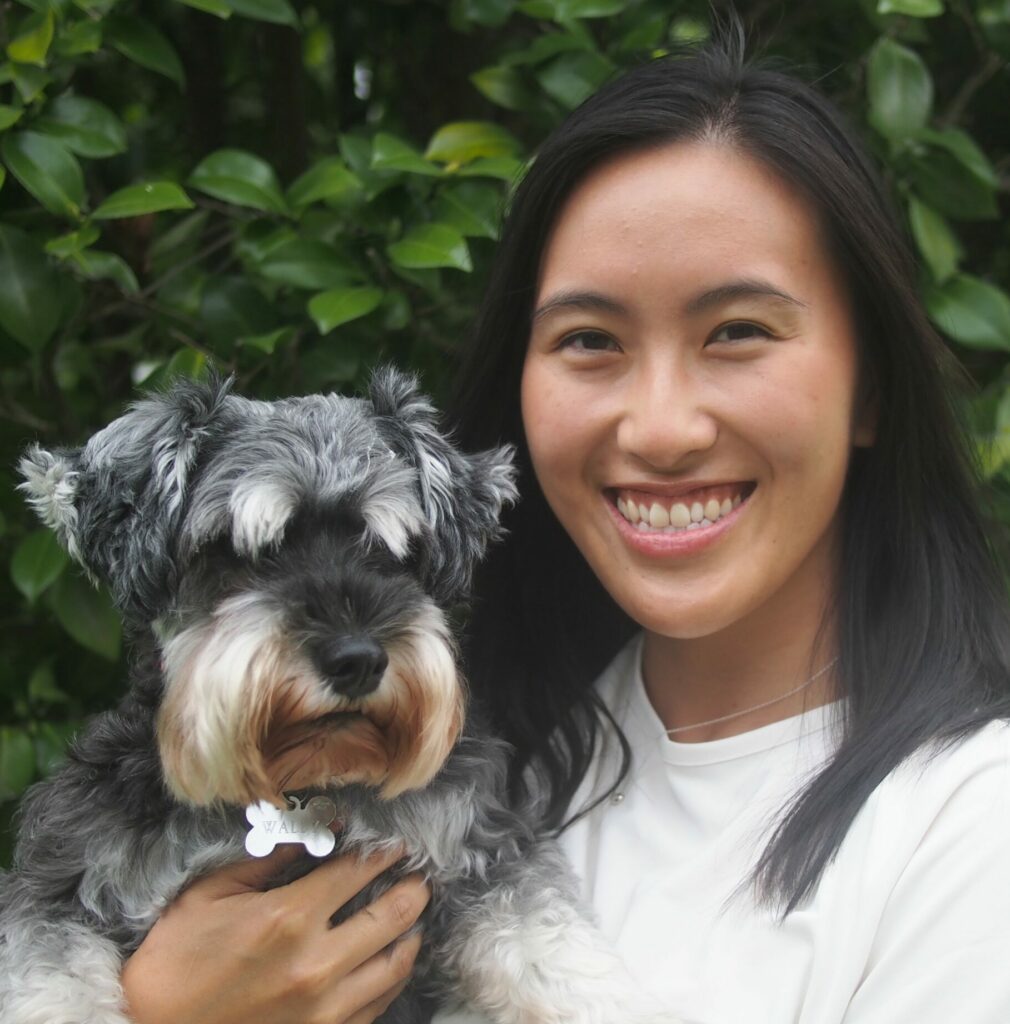 Portrait of Dr Hilary Chan with dog